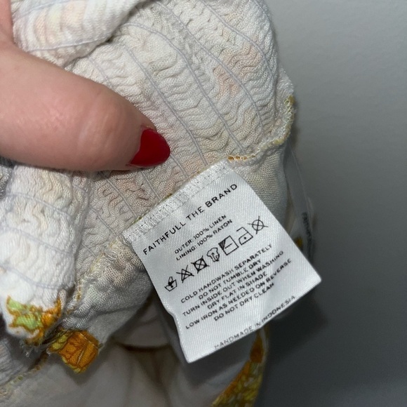 FAITHFULL THE BRAND Carmody Floral Linen Yellow and White Crop Size Small - Picture 5 of 11